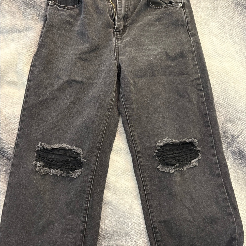 SHEIN Black Distressed Wide Leg Pants